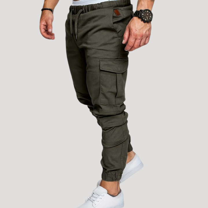 メンズジョガーパンツ カーゴパンツ スリムフィット ドローストリング ワークパンツ